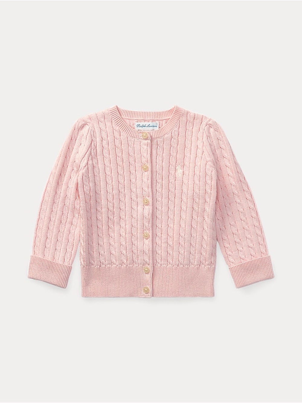 Ralph Lauren Light Pink Cable-Knit Button Cardigan